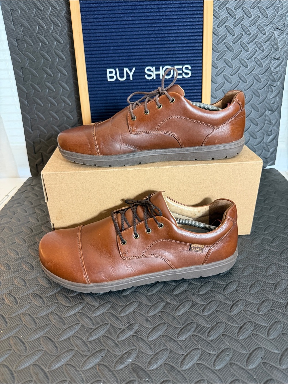 Lems Nine2Five Mocha Brown Leather minimalist Shoes Men Size 12